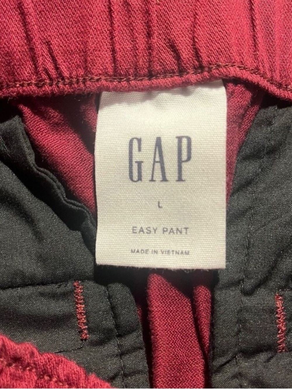 GAP Easy Pant Maroon / Wine High Rise Wide Leg Red Cotton Blend Drawstring Capri - Picture 3 of 7